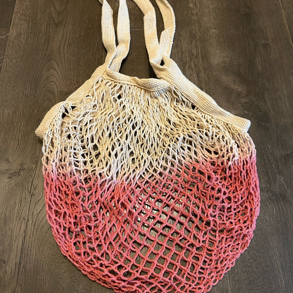 Pink and Cream Mesh Tote Bag